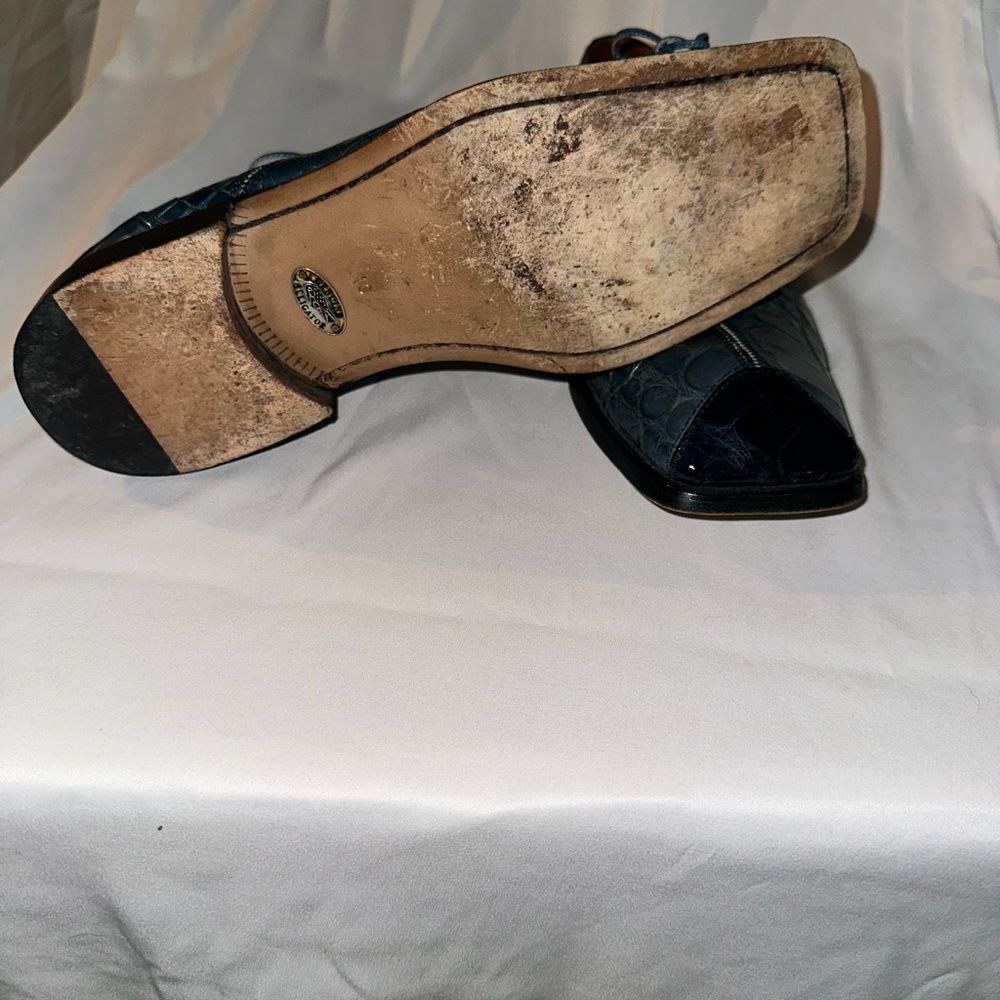 Vintage Matteo & Massim Men's Blue Genuine Crocodile Shoes size 10 with belt 40 - Picture 10 of 15